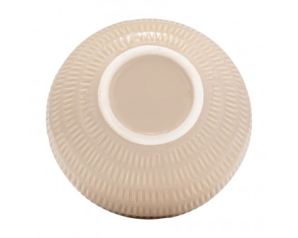 Sagebrook 6" Ceramic Stripe Oval Vase - Irish Cream