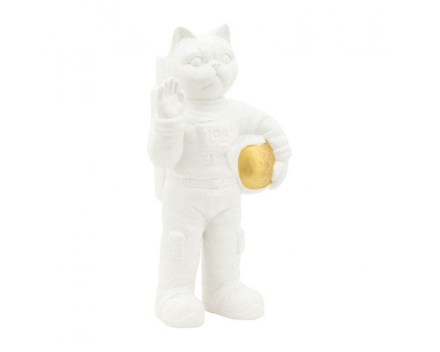 Sagebrook 12" Ceramic Astro Cat Decor - White/Gold