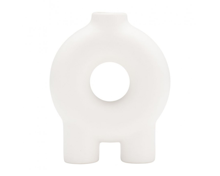 Sagebrook 7" Ceramic Donut Footed Vase - White