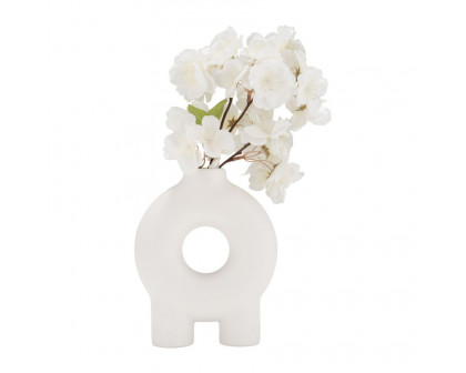 Sagebrook 7" Ceramic Donut Footed Vase - White