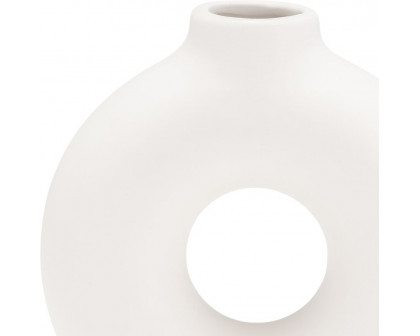 Sagebrook 7" Ceramic Donut Footed Vase - White