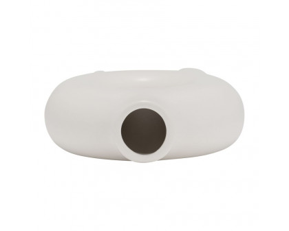 Sagebrook 7" Ceramic Donut Footed Vase - White