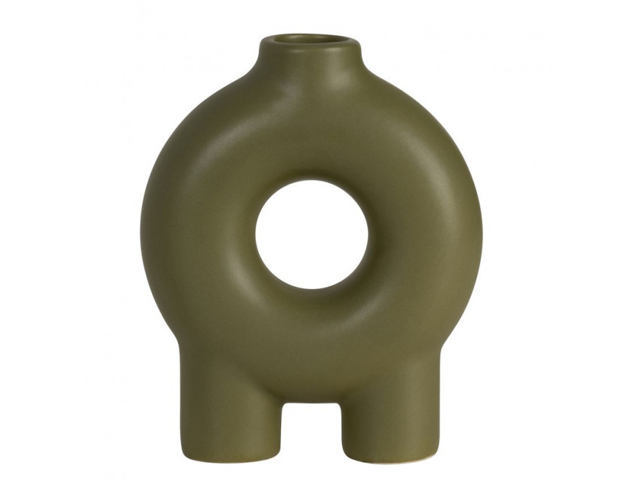 Sagebrook 7" Ceramic Donut Footed Vase - Olive