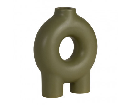 Sagebrook 7" Ceramic Donut Footed Vase - Olive