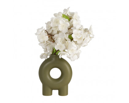 Sagebrook 7" Ceramic Donut Footed Vase - Olive