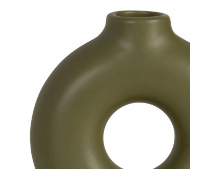 Sagebrook 7" Ceramic Donut Footed Vase - Olive