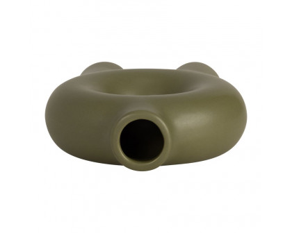 Sagebrook 7" Ceramic Donut Footed Vase - Olive