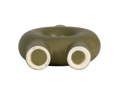 Sagebrook 7" Ceramic Donut Footed Vase - Olive