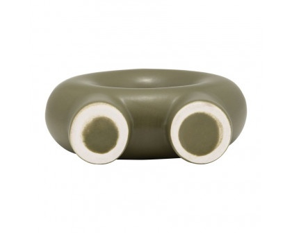 Sagebrook 7" Ceramic Donut Footed Vase - Olive