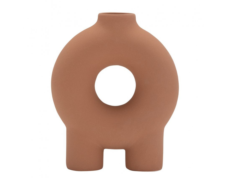 Sagebrook 7" Ceramic Donut Footed Vase - Terracotta