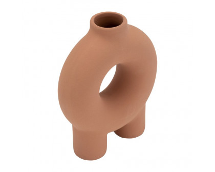 Sagebrook 7" Ceramic Donut Footed Vase - Terracotta