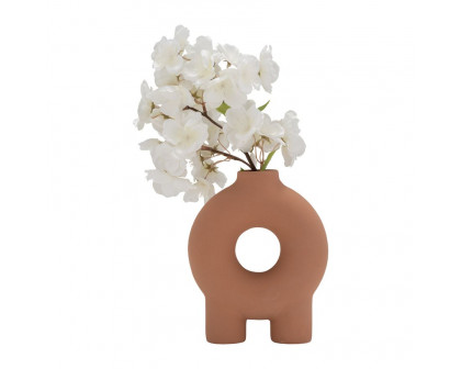 Sagebrook 7" Ceramic Donut Footed Vase - Terracotta