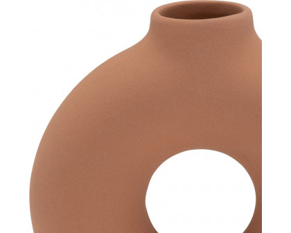 Sagebrook 7" Ceramic Donut Footed Vase - Terracotta