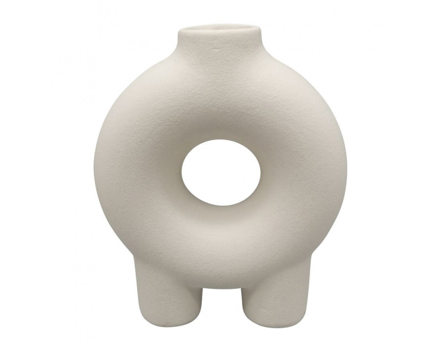 Sagebrook 7" Ceramic Donut Footed Vase - Cotton