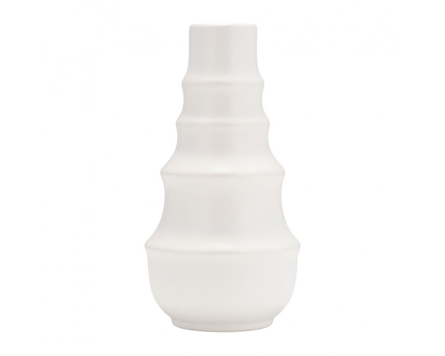 Sagebrook 11" Ceramic Ring Pattern Vase - White