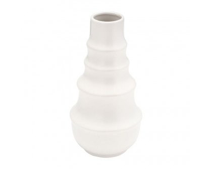 Sagebrook™ 11" Ceramic Ring Pattern Vase - White