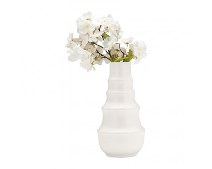 Sagebrook™ 11" Ceramic Ring Pattern Vase - White