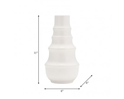 Sagebrook™ 11" Ceramic Ring Pattern Vase - White