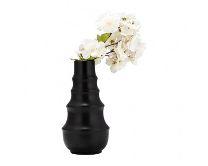 Sagebrook 11" Ceramic Ring Pattern Vase - Black