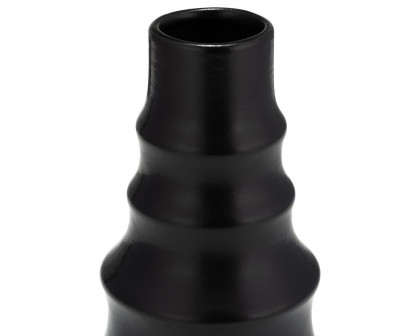 Sagebrook 11" Ceramic Ring Pattern Vase - Black