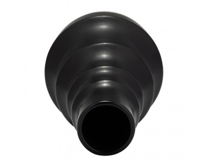 Sagebrook 11" Ceramic Ring Pattern Vase - Black