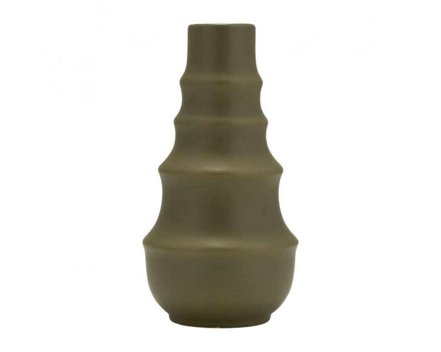 Sagebrook 11" Ceramic Ring Pattern Vase - Olive