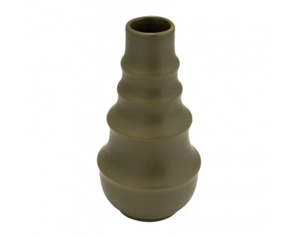 Sagebrook™ 11" Ceramic Ring Pattern Vase - Olive