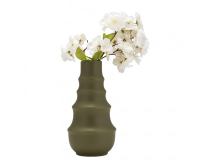 Sagebrook™ 11" Ceramic Ring Pattern Vase - Olive