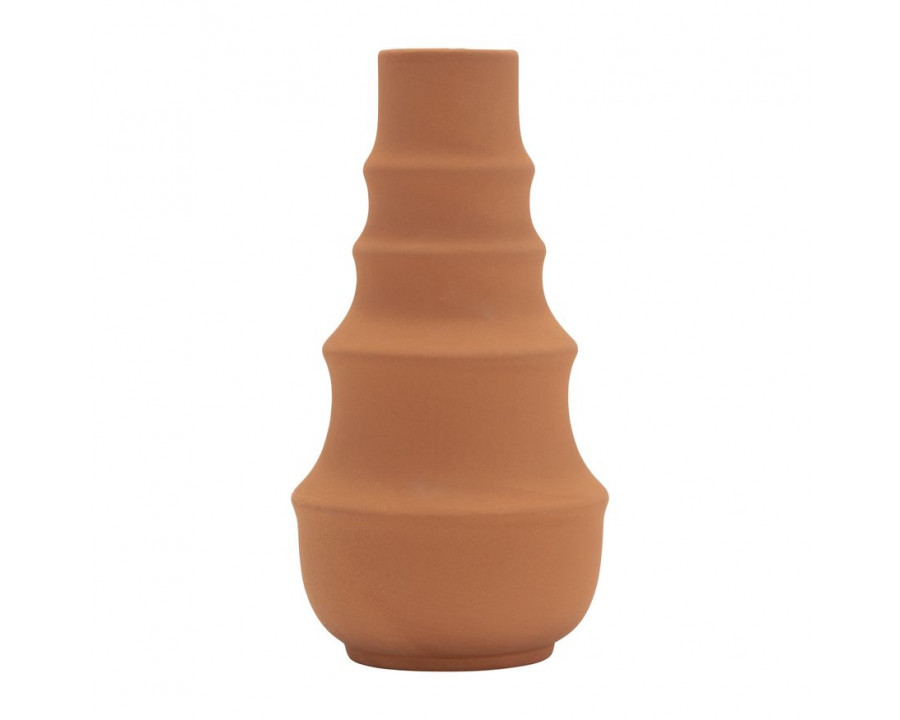 Sagebrook 11" Ceramic Ring Pattern Vase - Terracotta