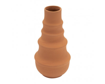 Sagebrook 11" Ceramic Ring Pattern Vase - Terracotta