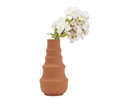 Sagebrook 11" Ceramic Ring Pattern Vase - Terracotta