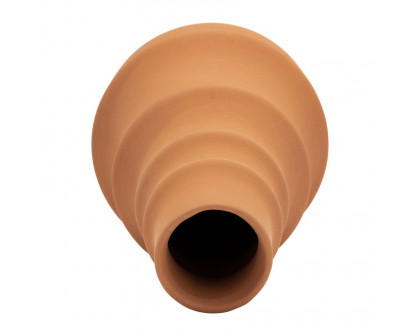 Sagebrook 11" Ceramic Ring Pattern Vase - Terracotta