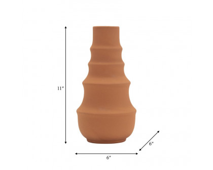 Sagebrook 11" Ceramic Ring Pattern Vase - Terracotta