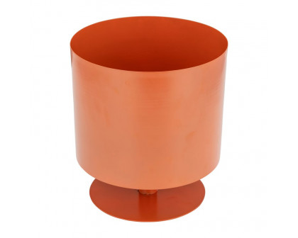 Sagebrook 10" Metal Flat Round Base Planter - Burnt Orange