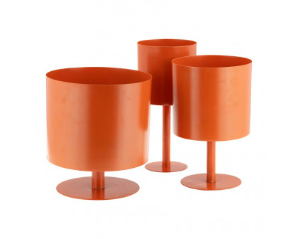 Sagebrook 10" Metal Flat Round Base Planter - Burnt Orange