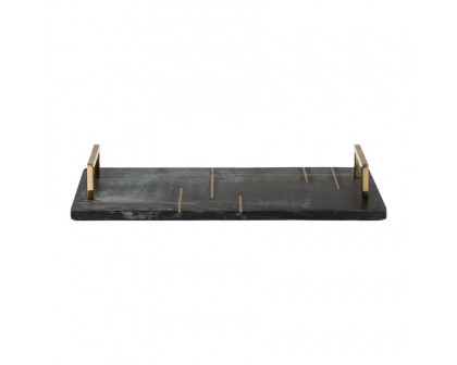 Sagebrook 2" Marble Tray With Handles - Black/Gold