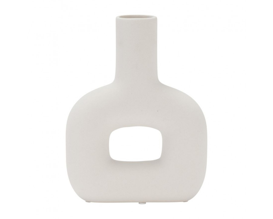 Sagebrook 8" Dol Open Cut Vase - White