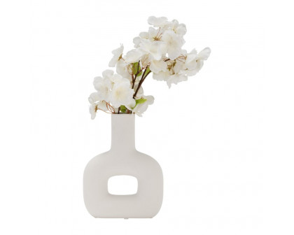 Sagebrook 8" Dol Open Cut Vase - White