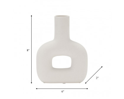 Sagebrook 8" Dol Open Cut Vase - White