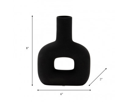 Sagebrook 8" Dol Open Cut Vase - Black