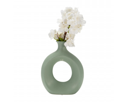 Sagebrook 10" Dolomite Open Cut Vase - Dark Sage