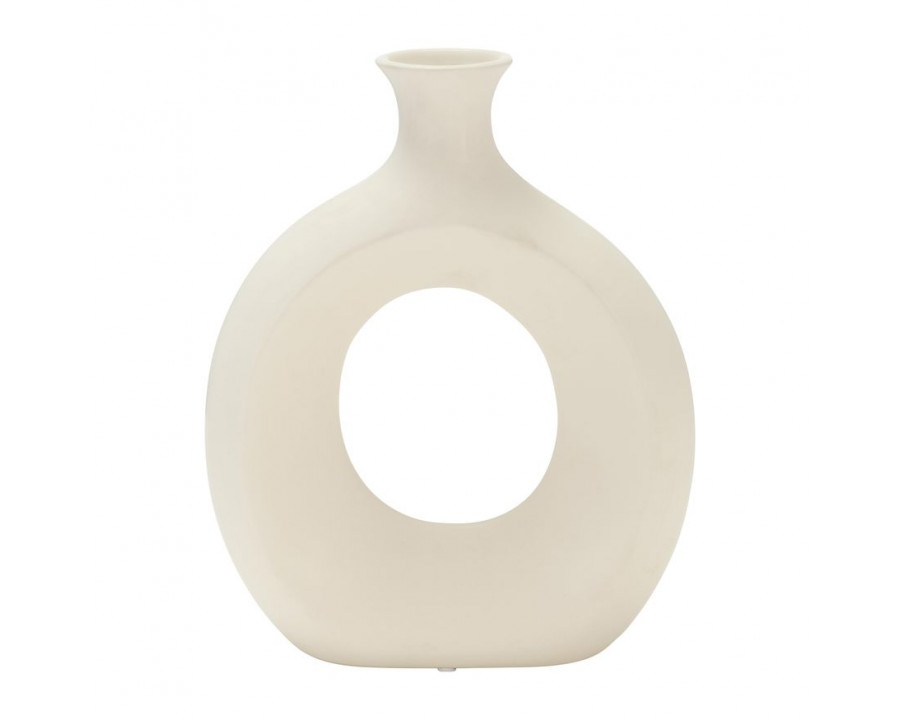 Sagebrook 10" Dolomite Open Cut Vase - Cotton