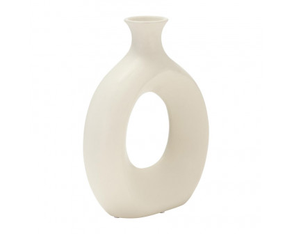 Sagebrook 10" Dolomite Open Cut Vase - Cotton