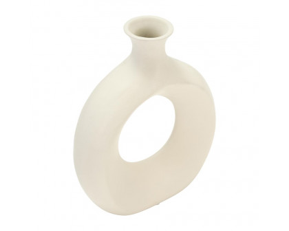 Sagebrook 10" Dolomite Open Cut Vase - Cotton