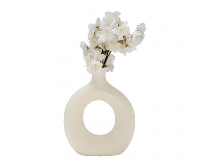 Sagebrook 10" Dolomite Open Cut Vase - Cotton