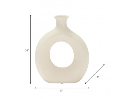 Sagebrook 10" Dolomite Open Cut Vase - Cotton