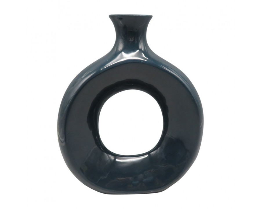 Sagebrook 10" Dolomite Open Cut Vase - Navy