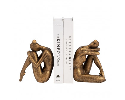 Sagebrook - 8" Resin Curled Lady Bookends (Set Of 2) in Bronze