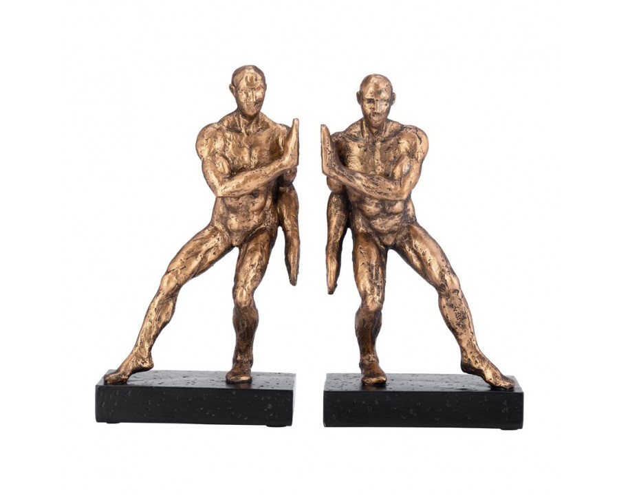 Sagebrook - 10" Resin Push Wall Bookends (Set Of 2) in Bronze