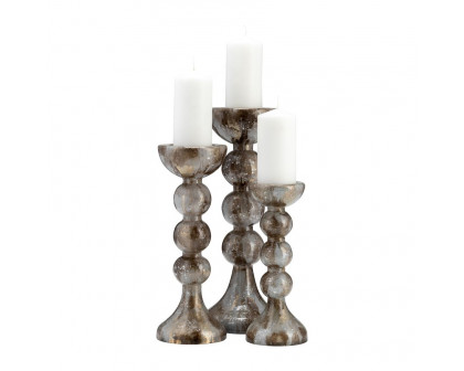 Sagebrook 13" Glass Bubbly Candle Holder - Brown